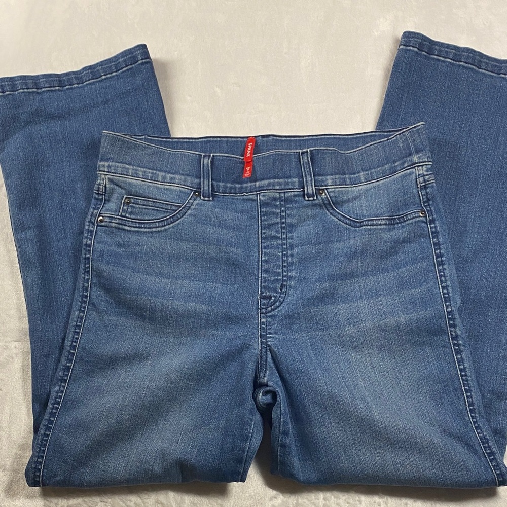 SPANX - Flare Mid Rise Pull On Medium Wash Denim Jeans - L